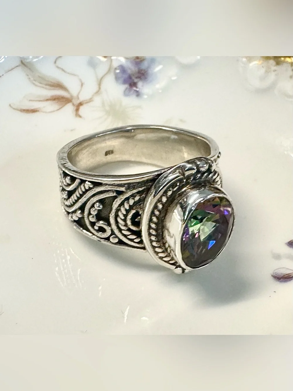Stunning Handmade Sterling Silver Mystic Fire Topaz Ring (8)